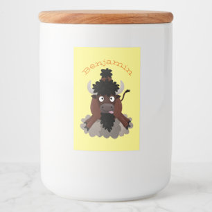 Funny buffalo bison cartoon illustration food label