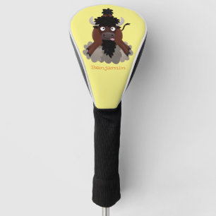 Funny buffalo bison cartoon illustration golf head cover