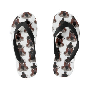 Funny buffalo bison cartoon illustration kid's flip flops