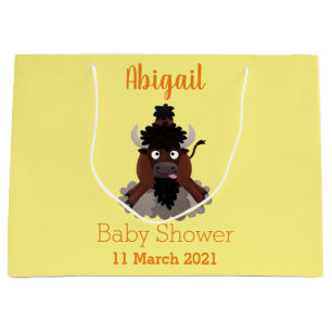 Funny buffalo bison cartoon illustration large gift bag