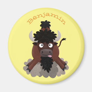 Funny buffalo bison cartoon illustration magnet