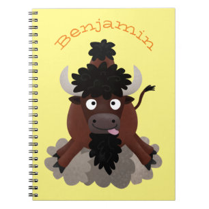 Funny buffalo bison cartoon illustration notebook