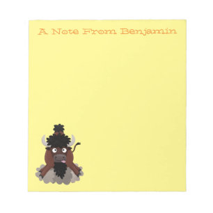 Funny buffalo bison cartoon illustration notepad