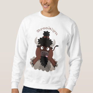 Funny buffalo bison cartoon illustration sweatshirt