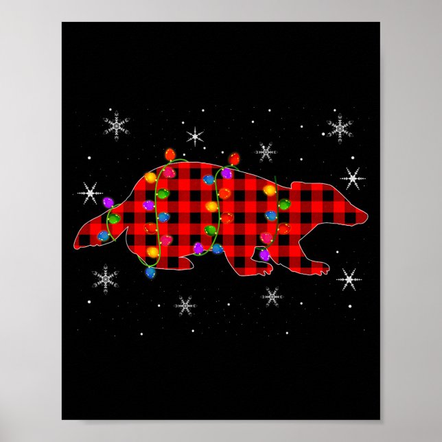 Funny Buffalo Plaid Family Matching Badger Christm Poster (Front)