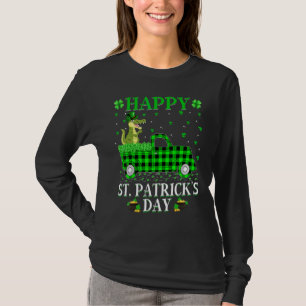 Funny Buffalo Plaid Green Truck Alligator St Patri T-Shirt