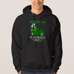 Funny Buffalo Plaid Green Truck Bumble Bee St Patr Hoodie