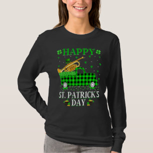 Funny Buffalo Plaid Green Truck Cornet St Patrick' T-Shirt