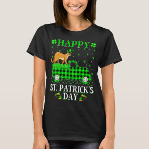 Funny Buffalo Plaid Green Truck Cougar St Patrick  T-Shirt