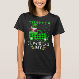 Funny Buffalo Plaid Green Truck Handball St. Patri T-Shirt