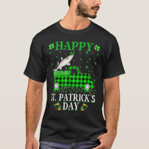Funny Buffalo Plaid Green Truck Mullet Fish St Pat T-Shirt