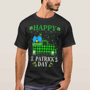 Funny Buffalo Plaid Green Truck Pickleball St. Pat T-Shirt