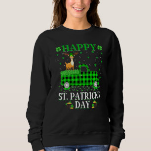 Funny Buffalo Plaid Green Truck Reindeer St. Patri Sweatshirt