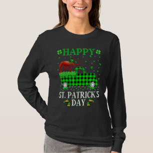 Funny Buffalo Plaid Green Truck Shrimp Fish St Pat T-Shirt
