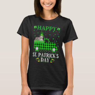 Funny Buffalo Plaid Green Truck White Tiger St Pat T-Shirt