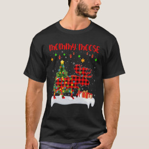 Funny Buffalo Plaid Matching Mommy Moose Christmas T-Shirt