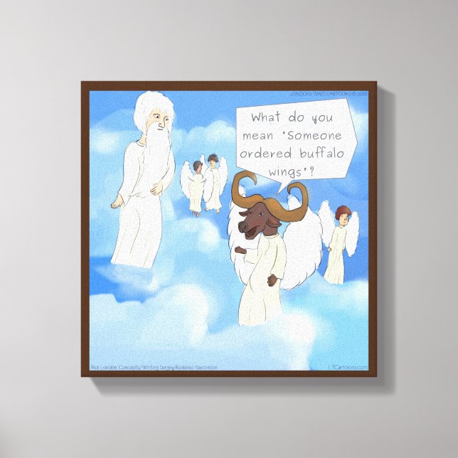 Funny Buffalo Wings In Heaven Canvas Print (Front)