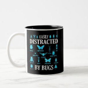 Funny Bug Lover Bugs Easily Distracted By Bugs Two-Tone Coffee Mug