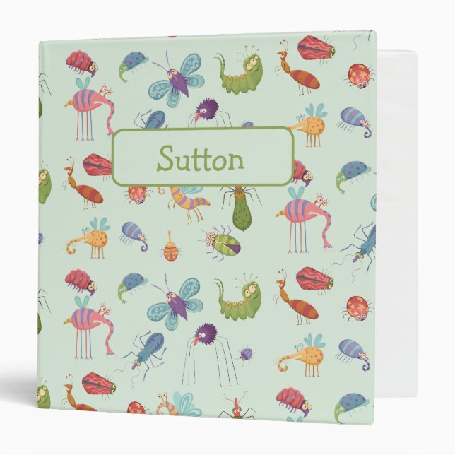 Funny Bugs Colourful Personalized Binder (Front/Inside)