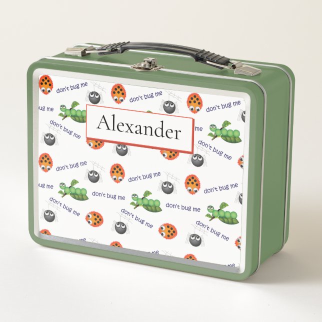 Funny Bugs Pattern Personalized Metal Lunch Box (Front)