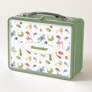 Funny Bugs Pattern Personalized Metal Lunch Box