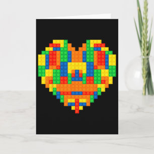 Funny Builder Brick Heart Valentine Boy Kid Outfit Card