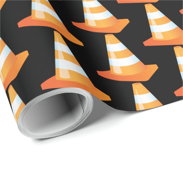 Funny Building Construction Worker Safety Cone Wrapping Paper (Roll Corner)