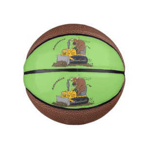 Funny bull driving bulldozer cartoon mini basketball