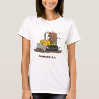 Funny bull driving bulldozer cartoon