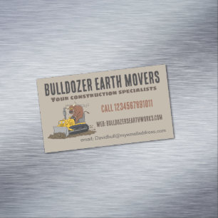 Funny bull driving bulldozer construction business 	Magnetic business card