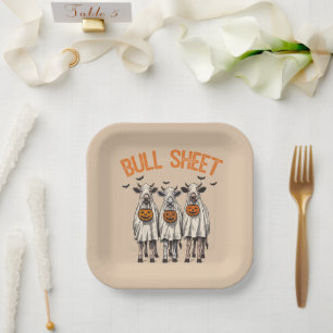 Funny Bull Sheet Vintage Halloween Paper Plate