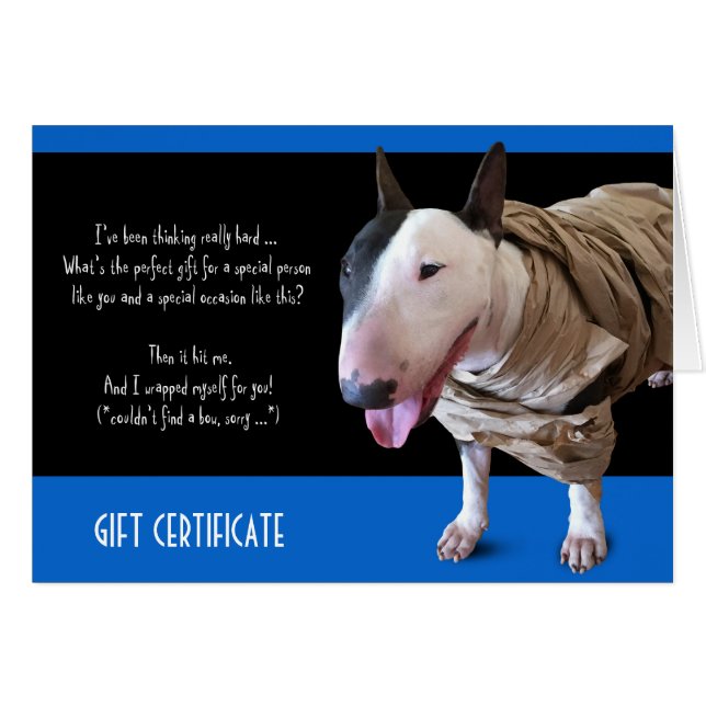 Funny Bull Terrier Carte Cadeau (Devant horizontal)