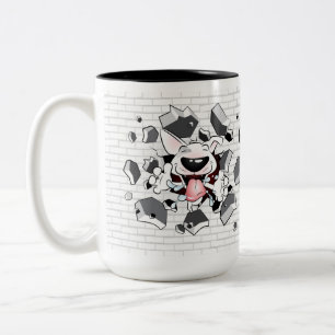 Funny Bull Terrier Cartoon "Break through" Mug