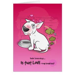 Funny Bull Terrier Cartoon Card LOVE