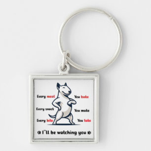 Funny Bull Terrier Dog Keychain