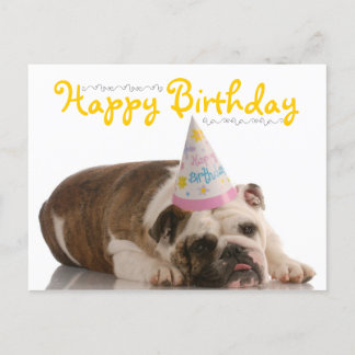 Funny Bulldog Birthday Postcard