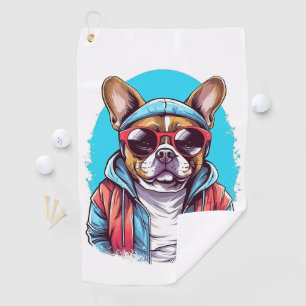 Funny Bulldog Dog Golf Towel