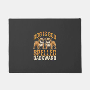 Funny Bulldog Dog Is God Spelled Backward Doormat