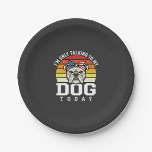 Funny Bulldog Dog Lover Retro Quote Paper Plate