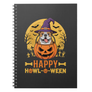 Funny Bulldog Halloween Happy Howl-O-Ween Vintage  Notebook