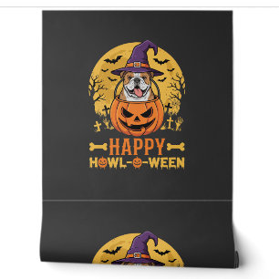 Funny Bulldog Halloween Happy Howl-O-Ween Vintage  Wallpaper