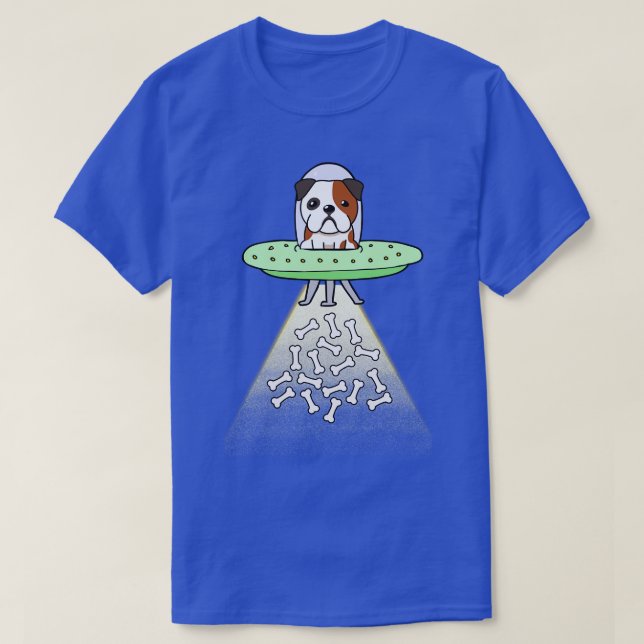 Funny bulldog is flying a ufo T-Shirt (Design Front)