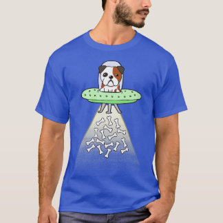 Funny bulldog is flying a ufo T-Shirt