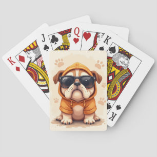 Funny Bulldog Kawaii Dog Playing Cards