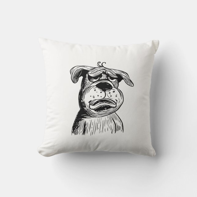 Funny Bulldog Pillow – "The Pout That Wins Hearts! (Front)
