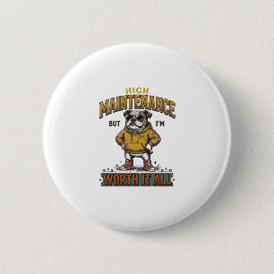 Funny Bulldog Quote Vintage Engraving T-Shirt Desi 2 Inch Round Button