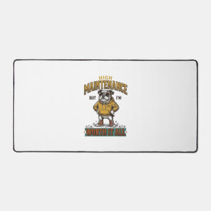Funny Bulldog Quote Vintage Engraving T-Shirt Desi Desk Mat