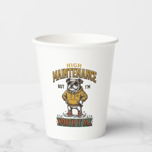 Funny Bulldog Quote Vintage Engraving T-Shirt Desi Paper Cups