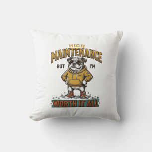 Funny Bulldog Quote Vintage Engraving T-Shirt Desi Throw Pillow