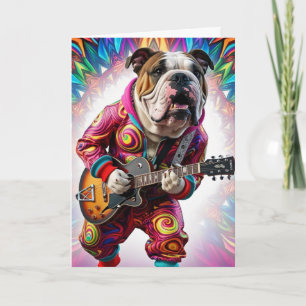 Funny Bulldog Rock Star Card